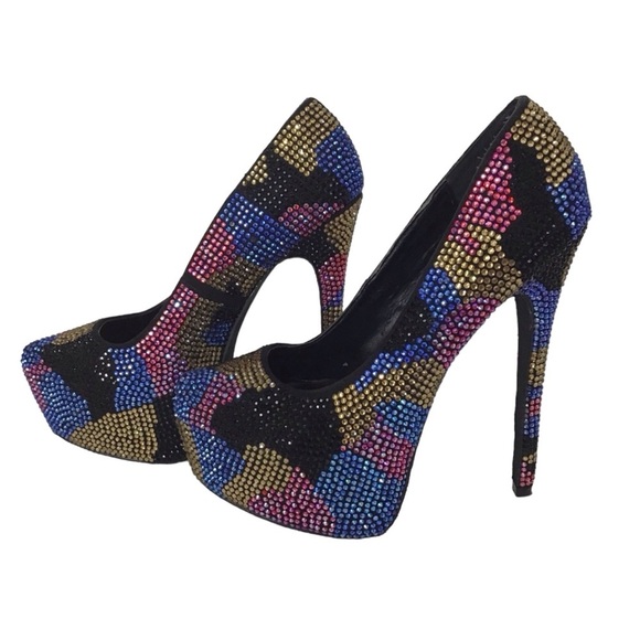 Steve Madden Dyvinal Camouflage Crystal Platform Stiletto Pump Women’s S… - Picture 4 of 12